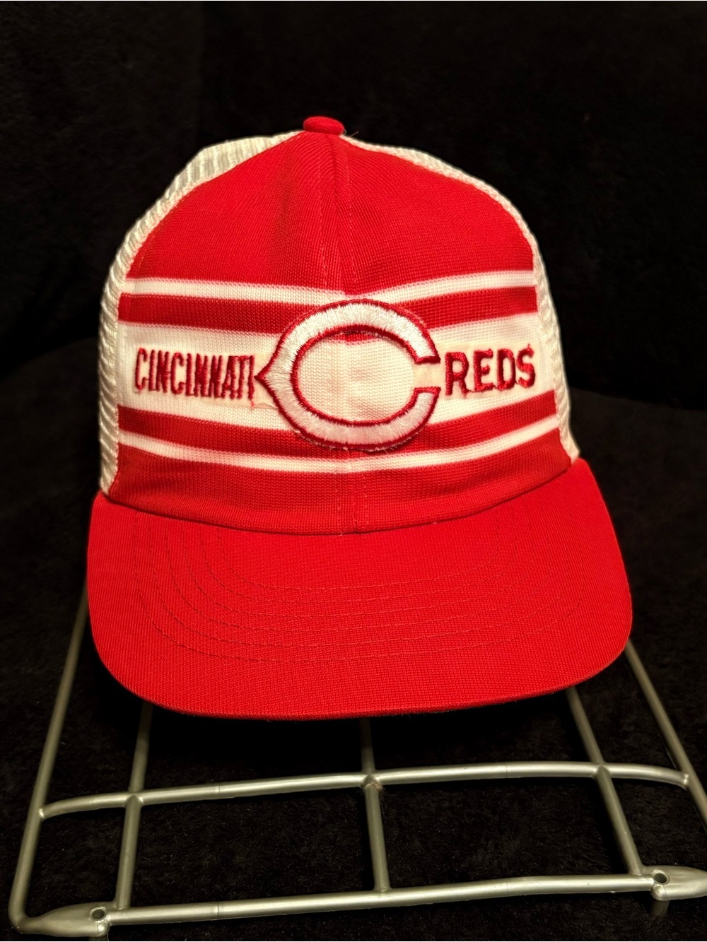 Cincinnati Reds x Adjust-A-Size vintage 80s red white SnapBack hat GUC